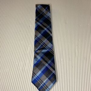 John Sparks plaid tie, blue and black